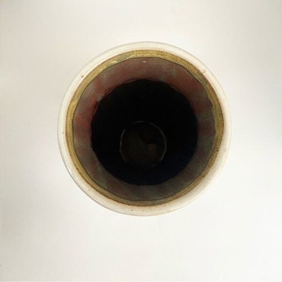 MCM Drip Glaze Off White Brown an Green Pottery Vase Like New - Picture 5 of 12